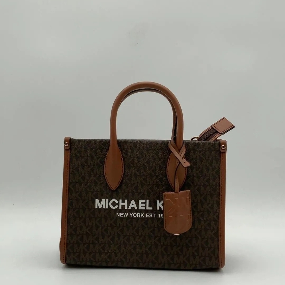 Michael Kors Mirella Sm Logo Brown Crossbody Bag New Ret $448 - Picture 5 of 11